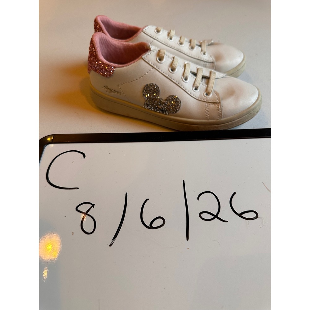 Disney x MOA Master of Arts Mickey Mouse White Pink Glitter Sneakers Kids 11.5